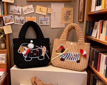Dachshund pattern tote bag | Gift for dog lovers