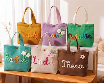 Bolso de mano con nombre bordado personalizado / Bolso de viaje de regalo para niños