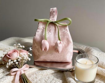Personalized Tulip Tote Bag, Bridesmaid Favor, Bridal Party Gift, Fabric Pouch