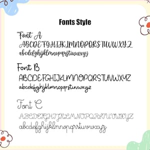 Puede incluir: Un fondo blanco muestra tres estilos de fuente: Fuente A, Fuente B y Fuente C. Cada fuente se muestra en may&uacute;sculas y min&uacute;sculas. El texto "Fonts Style" est&aacute; en la parte superior en negrita y en negro.