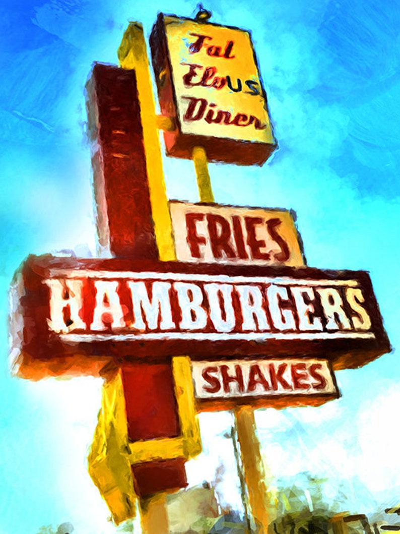 wholesale for discount Fat Elvus Diner Sign Yukon OK Route
