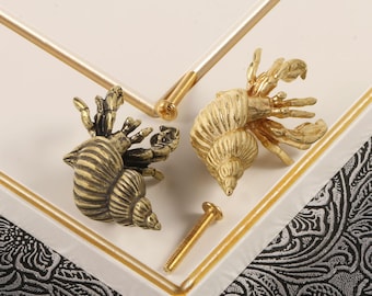 Poignée de tiroir en bronze en forme de bernard-l'ermite / Décoration intérieure / Poignées de tiroir en forme d'animal / Meubles en bois massif / Poignées de porte d'armoire, Designs uniques