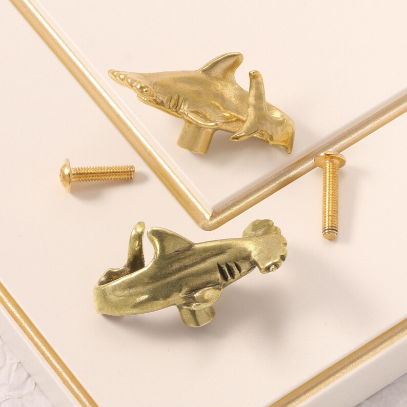 Great White Shark Solid Brass Knobs,Fish Dresser Solid Brass Knobs,Drawer Knobs/Wardrobe Pulls/offices Knobs/Kitchen Handles/Door Pulls image 3