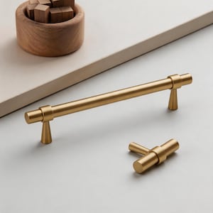 Tiradores de latón cepillado para armarios, tiradores modernos dorados para cajones, pomos para armarios, tiradores de puertas de estilo retro, tiradores para puertas de baño, herrajes para muebles.