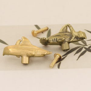Great White Shark Solid Brass Knobs,Fish Dresser Solid Brass Knobs,Drawer Knobs/Wardrobe Pulls/offices Knobs/Kitchen Handles/Door Pulls image 2
