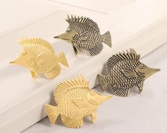 Poignée de tiroir en forme de poisson en bronze / Décoration intérieure / Poignées de tiroir en forme d'animaux / Meubles en bois massif / Poignées de porte d'armoire, Designs uniques