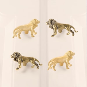 Solid Brass lion Drawer Knobs/Dresser Pulls/Home Decor / Animal Shaped Drawer Knobs /Furniture Hardwar/Cabinet Pulls,Unique Knob