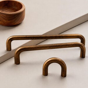 Tiradores en forma de U de latón antiguo cepillado, tiradores de latón antiguo para armarios, tiradores en forma de T para cocina, pomos para cajones de cajas de zapatos de cocina, herrajes para muebles