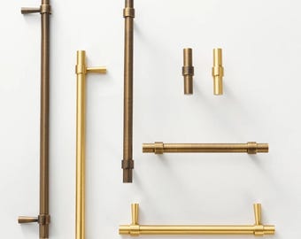 Solid Brass Round Rod T-shaped Cabinet Handle ,Solid Brass Drawer Handles for Kitchen Bathroom Cabinet Hardware/Brass Drawer Handle