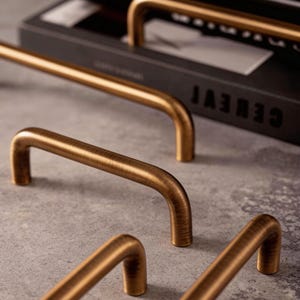 U-Bar Antique Brass Brushed Pulls,Antique Brass Cabinet pulls handles,T-Bar Kitchen Pulls,Kitchen Shoe Box Drawer Knobs,Furniture Hardware