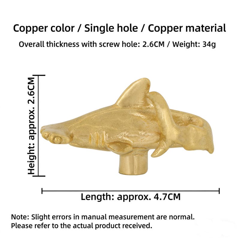 Great White Shark Solid Brass Knobs,Fish Dresser Solid Brass Knobs,Drawer Knobs/Wardrobe Pulls/offices Knobs/Kitchen Handles/Door Pulls Gold