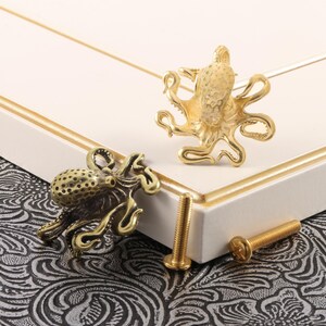 Bronzen octopus ladeknop, libellenkast, woondecoratie, diervormige ladeknop, hardhouten meubel, kastgreep, unieke knop