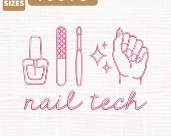 Nail Tech Tools Machine Embroidery File, 4-8 Inches (Instant Download)