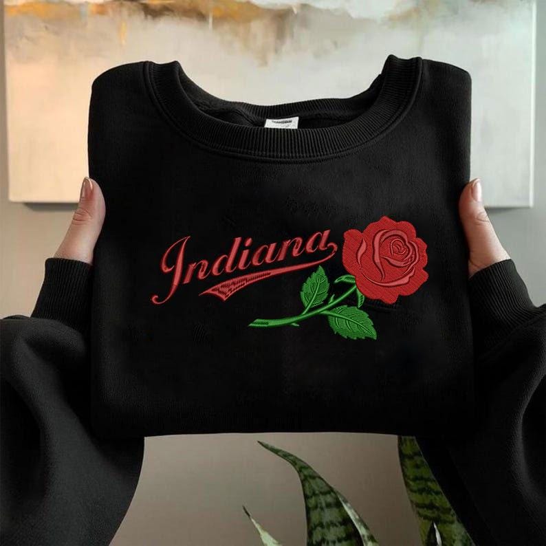 Indiana State Red Rose Machine Embroidery File (digital Download) - Etsy