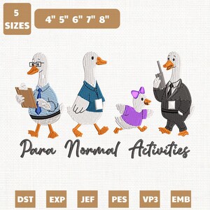 Archivo de bordado a máquina "Actividades Paranormales Silly Goose", diseño para educación especial (descarga instantánea).