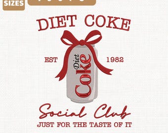 Diet Coke Social Club Machine Embroidery File, Coquette Bow Design (Instant Download)