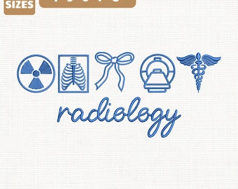 Radiology Medical Icons Machine Embroidery File, Coquette Bow Design (Instant Download)