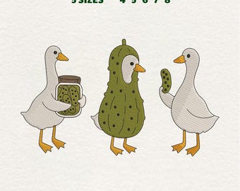 Funny Pickle Goose Machine Embroidery File, Food Lovers Design (Instant Download)