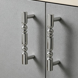 Silver Brass Pull For Cabinet, Unique Drawer Knob, Electroplated Cupboard Handle