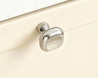 Silver Drawer Knob, Brass Cabinet Handles, Modern Bathroom Pulls
