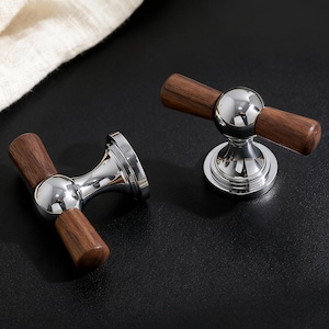 Silver Walnut Knob, Brass Cabinet Knobs, Wood Drawer Handles