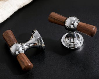 Silver Walnut Knob, Brass Cabinet Knobs, Wood Drawer Handles
