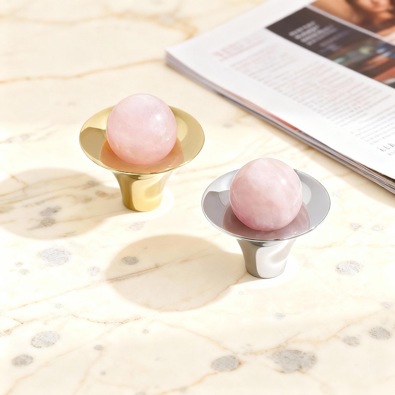 Natürliche Kristall Pull, Silber Messing Knöpfe, Pink, Weiß, Grün & Braun Pull Knob Bild 1