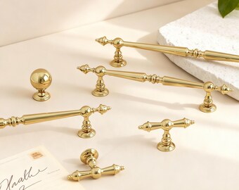 Gold Cabinet Pull, Brass Dresser Handles, Kitchen Cupboard Handles