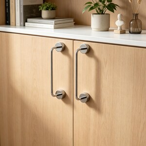 Brass Silver Bookcase Pull, Minimalist Drawer Handle for Closet Buffet