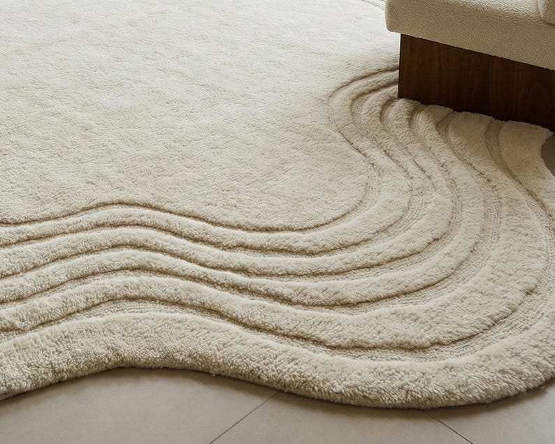 Moevment Rugs Abstract Wave Ivory Area Rug Modern Soft Plush Carpet for Living Room ...