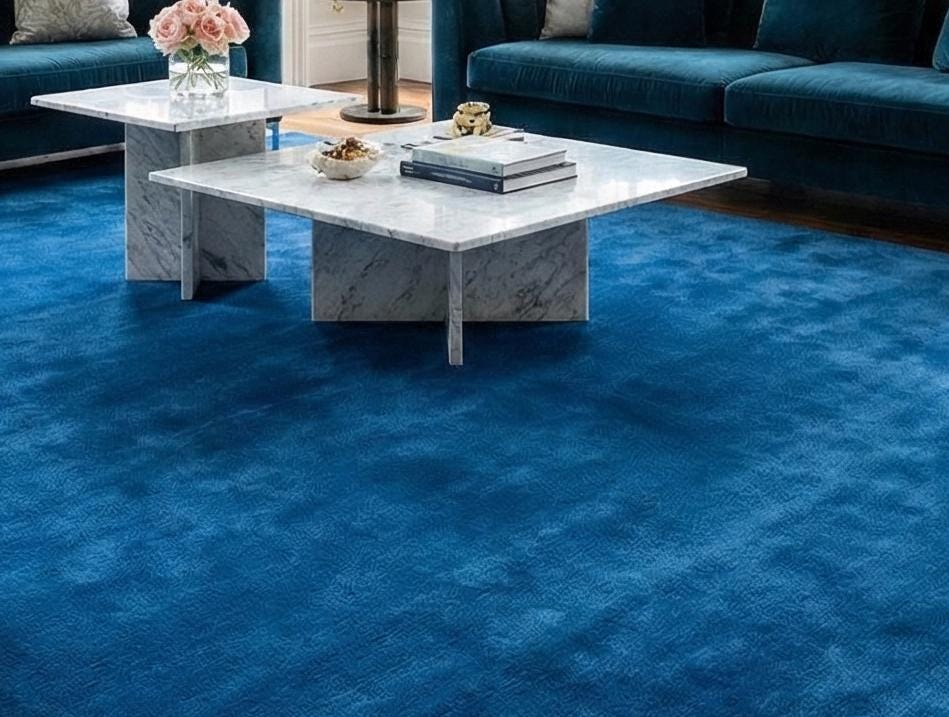 Solid Deep Blue Area Rug Modern Plush Carpet for Living Room, Bedroom ...
