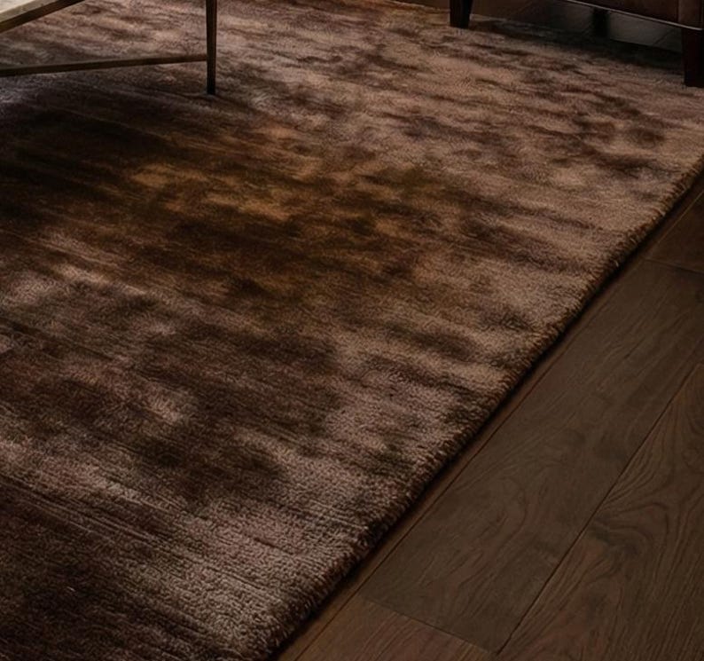 Brown Area Rug Texture Luxury Dark Brown Area Rug Soft Plush Modern Rug for Living Room ...