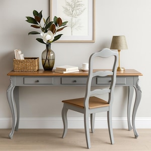 French Country Console Table with Drawers, Grey Wood Entryway Table, Vintage Hallway Table, Narrow Sofa Table, Farmhouse Accent Table