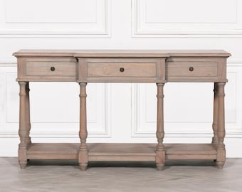 Large Wood Console Table with 3 Drawers and Shelf, Farmhouse Entryway Table, Long Sofa Table, Rustic Hallway Table, Storage Console