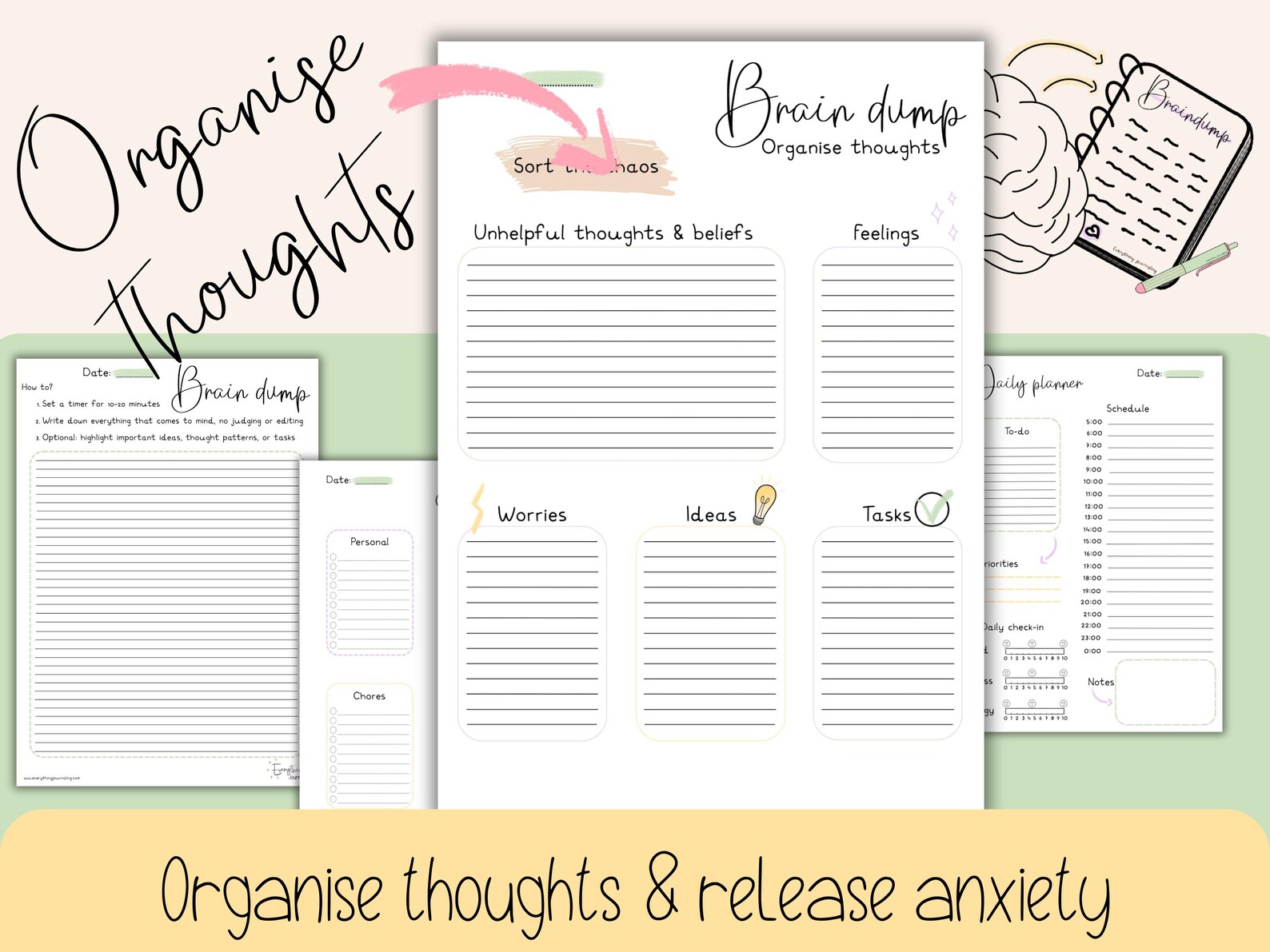 Brain Dump Planner Printable | ADHD Friendly Mental Clarity & Overwhelm ...