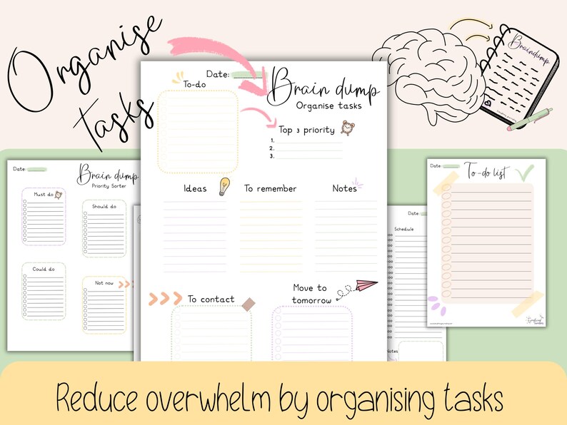 Brain Dump Planner Printable | ADHD Friendly Mental Clarity & Overwhelm ...