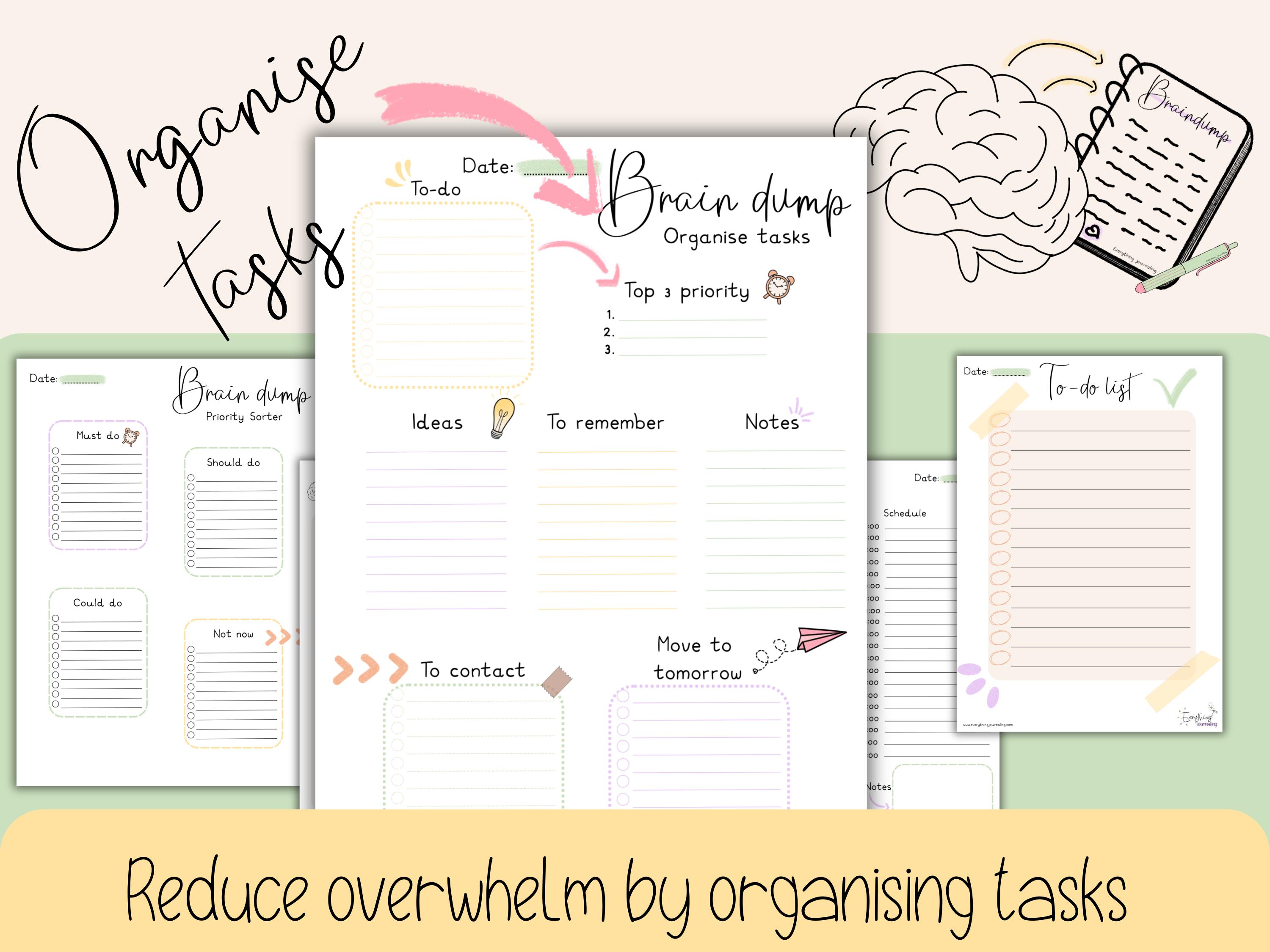 Brain Dump Planner Printable | ADHD Friendly Mental Clarity & Overwhelm ...