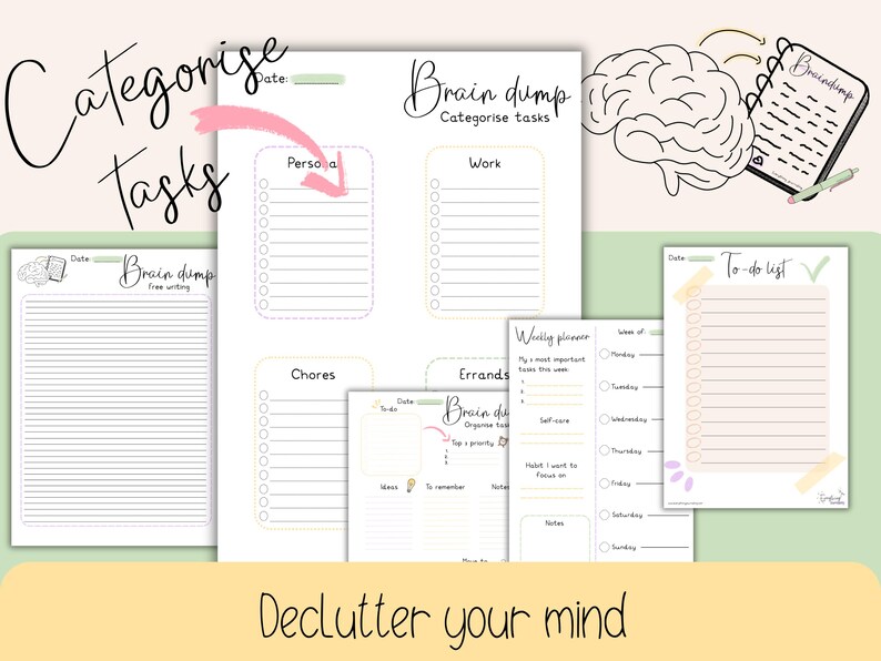 Brain Dump Planner Printable | ADHD Friendly Mental Clarity & Overwhelm ...