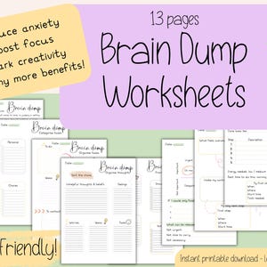 Brain Dump Planner Printable | ADHD Friendly Mental Clarity & Overwhelm Reset Worksheets | Weekly,  Daily Planning Pages PDF