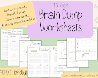 Brain Dump Planner Printable | ADHD Friendly Mental Clarity & Overwhelm Reset Worksheets | Weekly,  Daily Planning Pages PDF