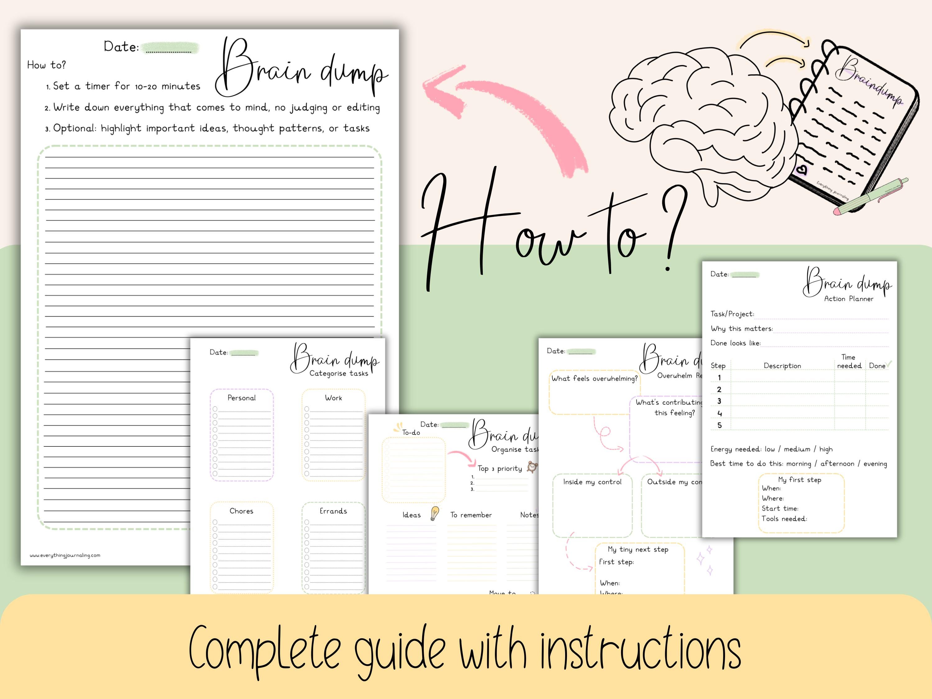 Brain Dump Planner Printable | ADHD Friendly Mental Clarity & Overwhelm ...