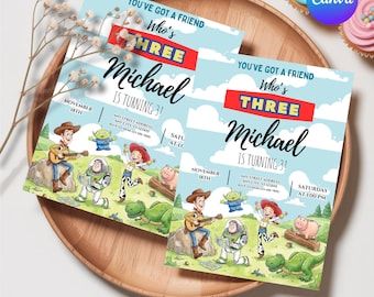 Bewerkbare sjabloon verjaardagsuitnodiging Toy Story (digitaal)