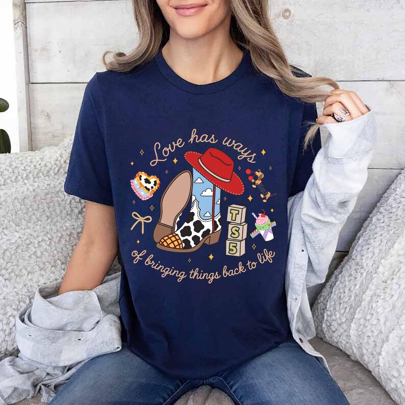 Vintage Toy Story Shirt, Toy Story 5 Friendship Shirt, Woody Buzz Lightyear Tee, Disneyland Toy Story Family Matching Tees Navy
