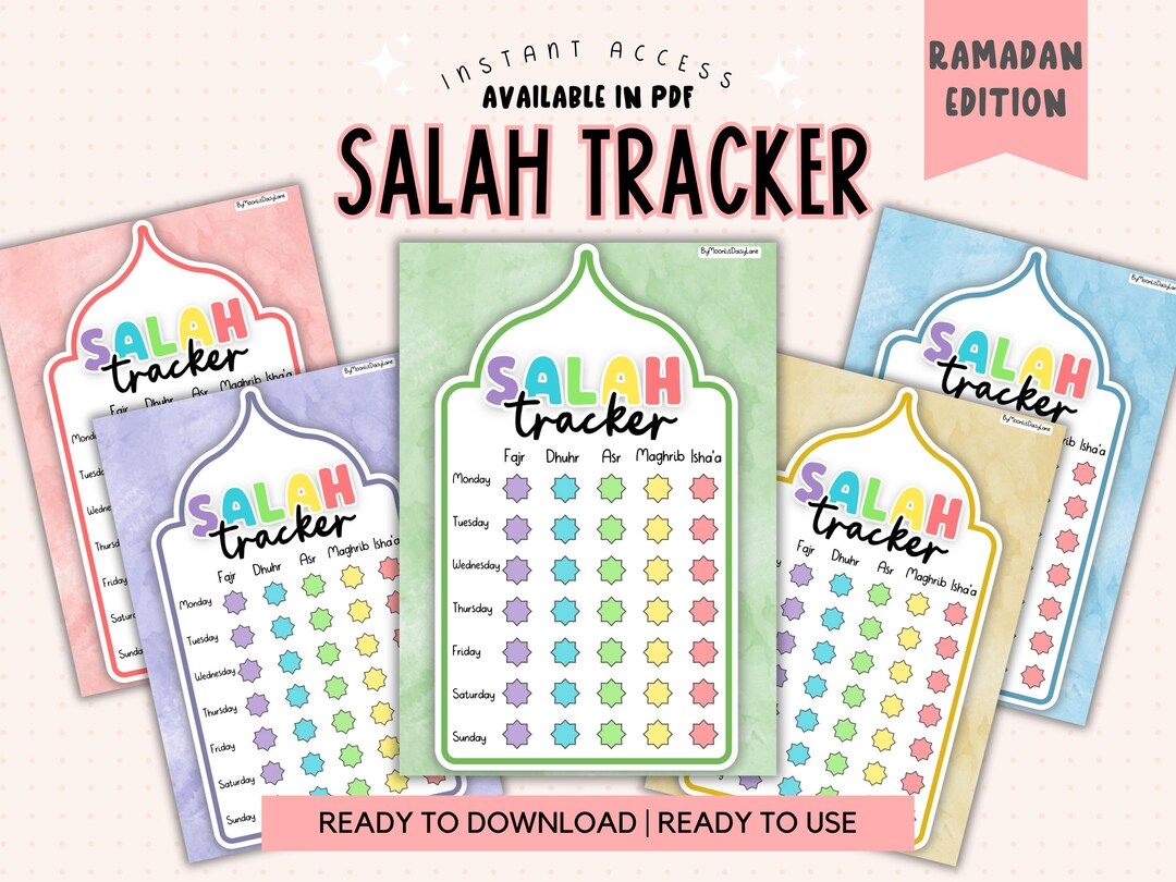 Kids Salah Tracker Printable | Watercolor Prayer Chart for Ramadan ...