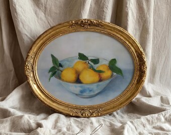 Vintage Lemon Still Life Wall Art | Mediterranean Kitchen Decor | Neutral Farmhouse Art | Digital Download