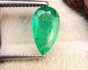 8x4 MM Genuine Green Emerald Pear Cut Gemstone, 0.85 Carats Loose Faceted Stone For Jewelry