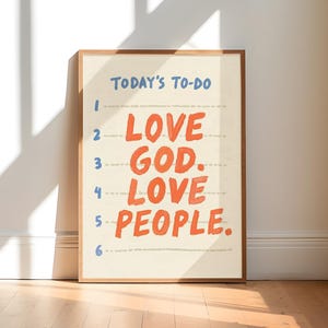 Impresión tipográfica "Ama a Dios, ama a la gente" / Arte cristiano moderno (Descarga digital)