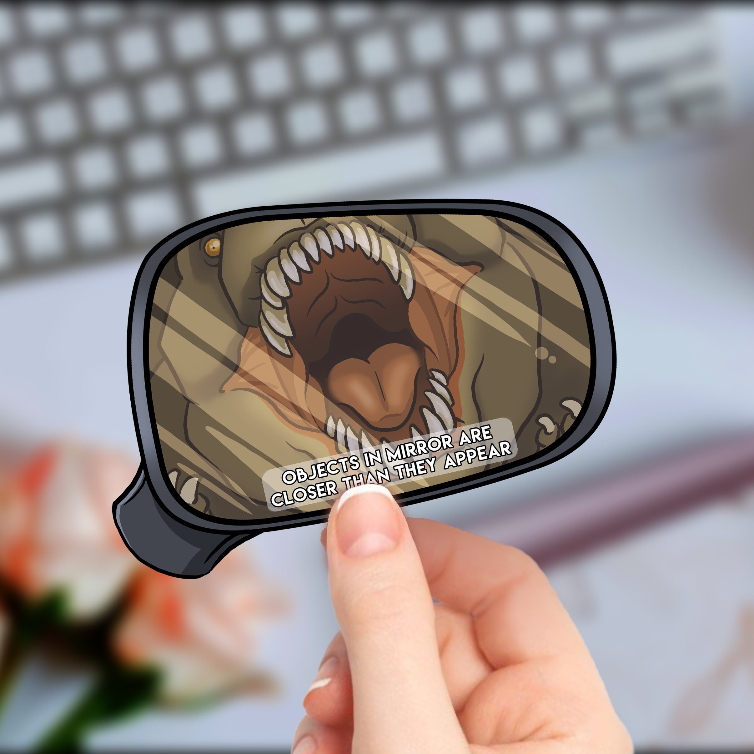 Objects In Mirror TRex Vinyl Sticker Cute Sticker Etsy