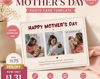 Plantilla editable para tarjeta/collage del Día de la Madre (Descarga en Canva)