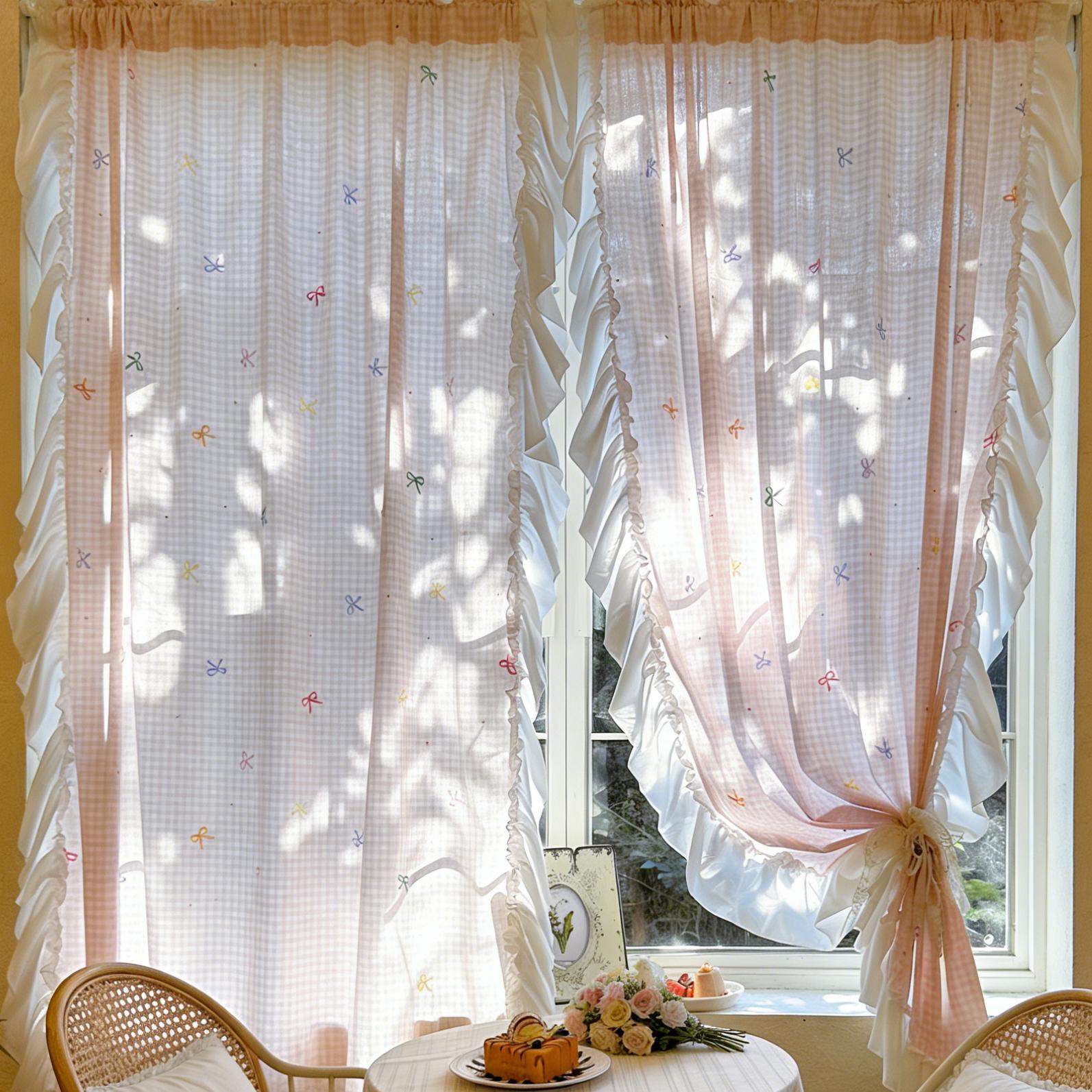 Rideau de fenêtre - GAROSA - Tulle imprimé pivoine - 200x100 cm